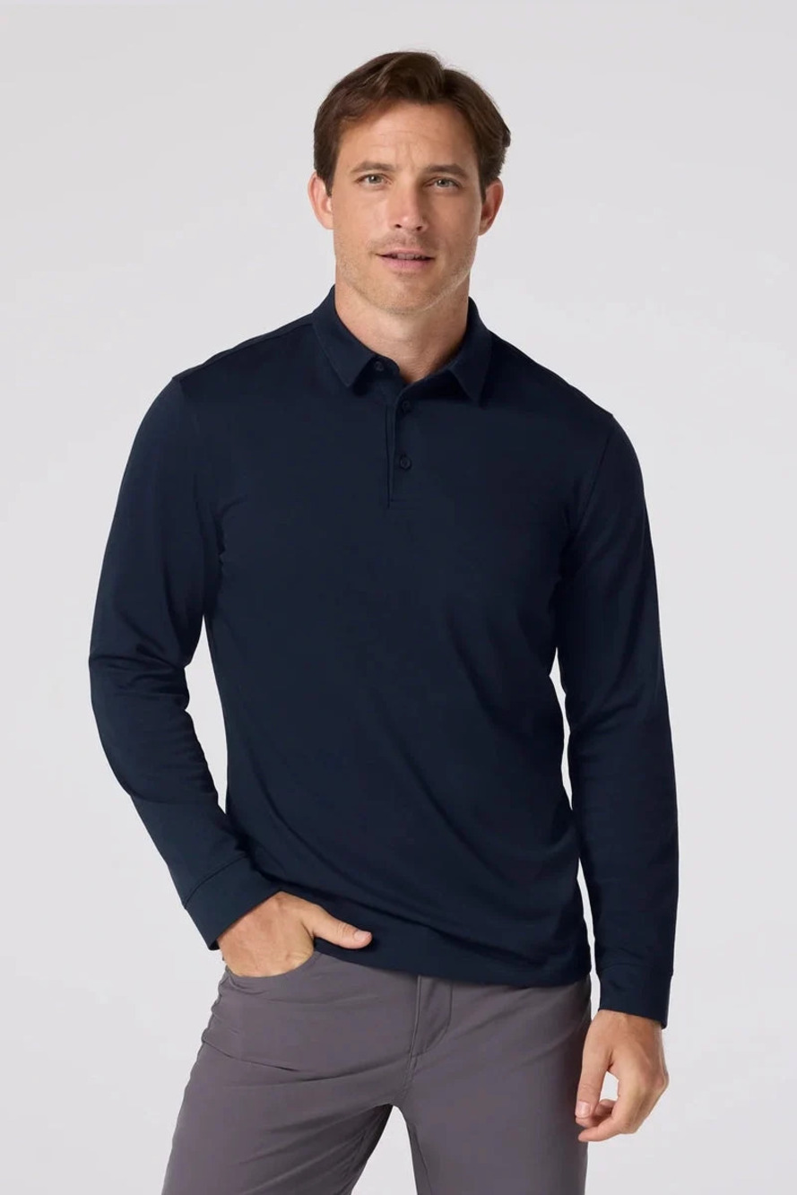 Mizzen + Main Navy Trim Long Sleeve Polo/49445